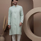 Green cotton silk kurta pajama for festive occasions
