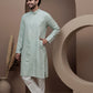 Green cotton silk kurta pajama for festive occasions