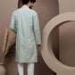Green cotton silk kurta pajama for festive occasions