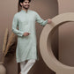 Green cotton silk kurta pajama for festive occasions