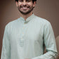 Green cotton silk kurta pajama for festive occasions