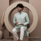 Green cotton silk kurta pajama for festive occasions