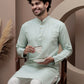 Green cotton silk kurta pajama for festive occasions
