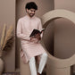 Pink cotton silk kurta pajama for festive occasions