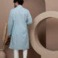 Blue cotton silk kurta pajama for festive occasions