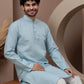 Blue cotton silk kurta pajama for festive occasions